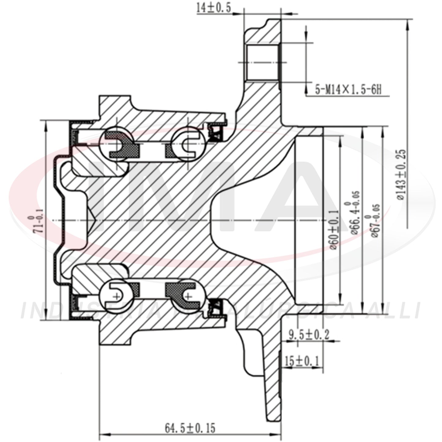 Cubo de Roda Traseiro com Rolamento (forjado)