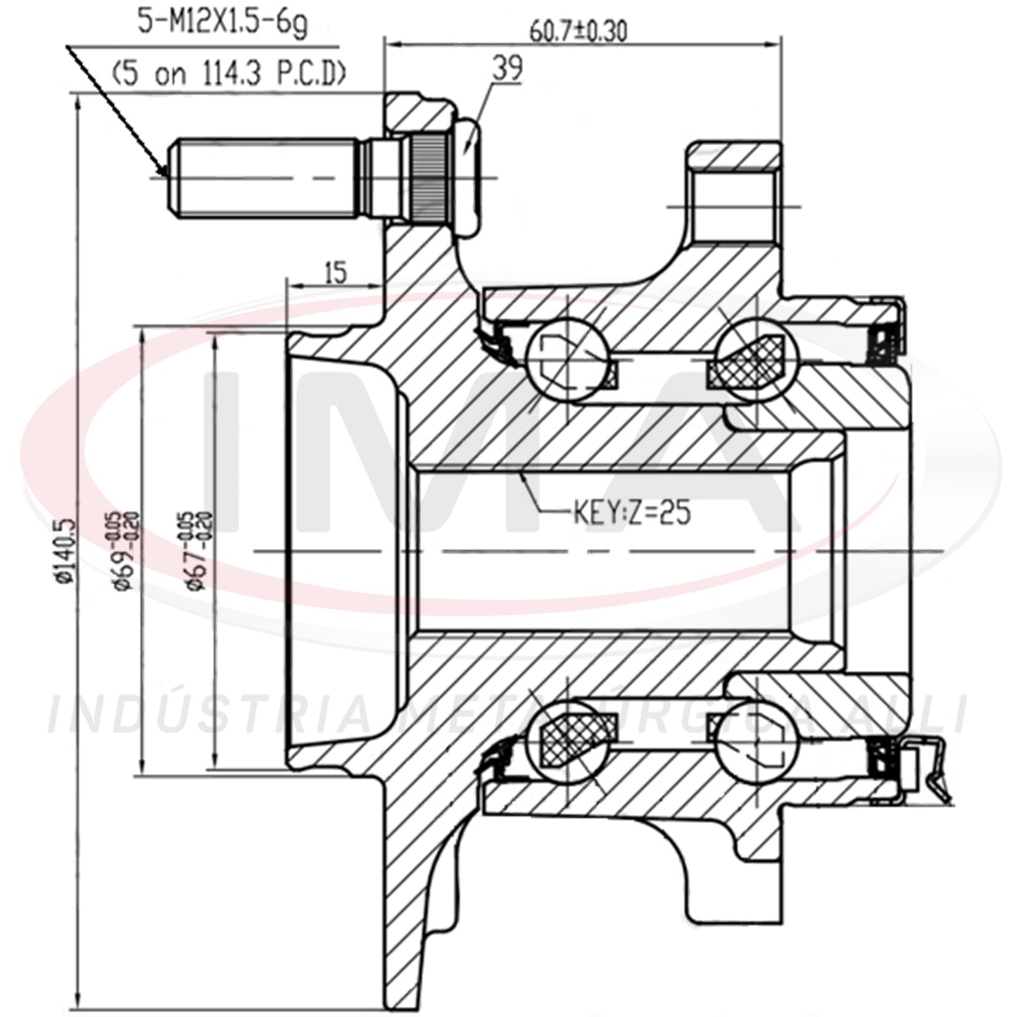 Rear Wheel Hub with Bearing (forged)