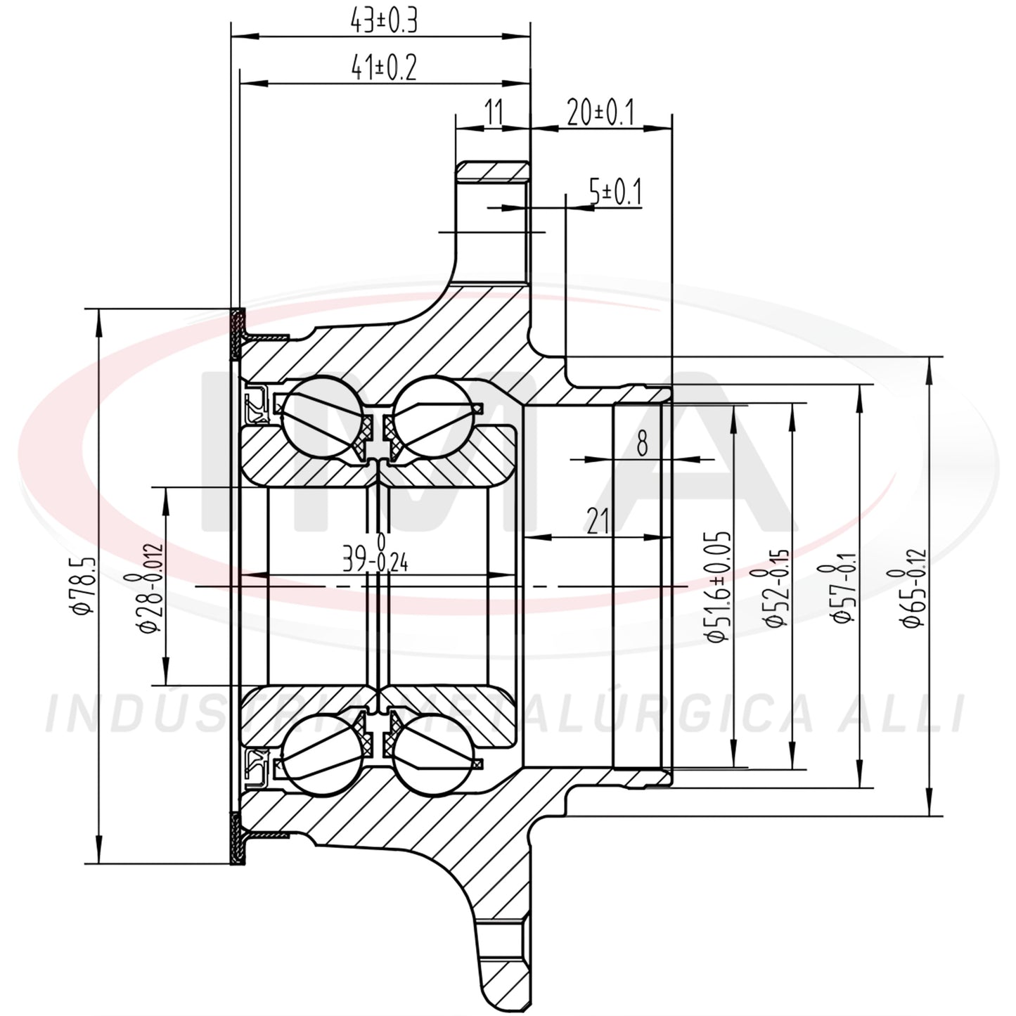 Cubo de Roda Traseiro com Rolamento (forjado)
