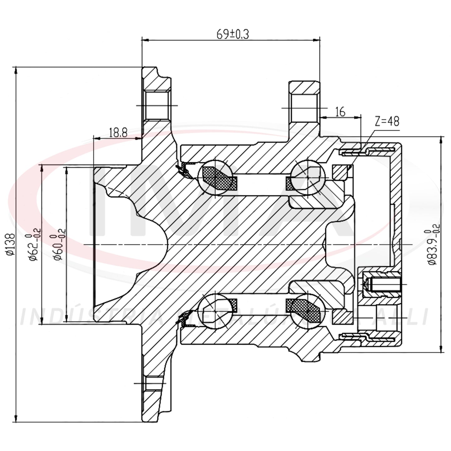 Cubo de Roda Traseiro com Rolamento (forjado)