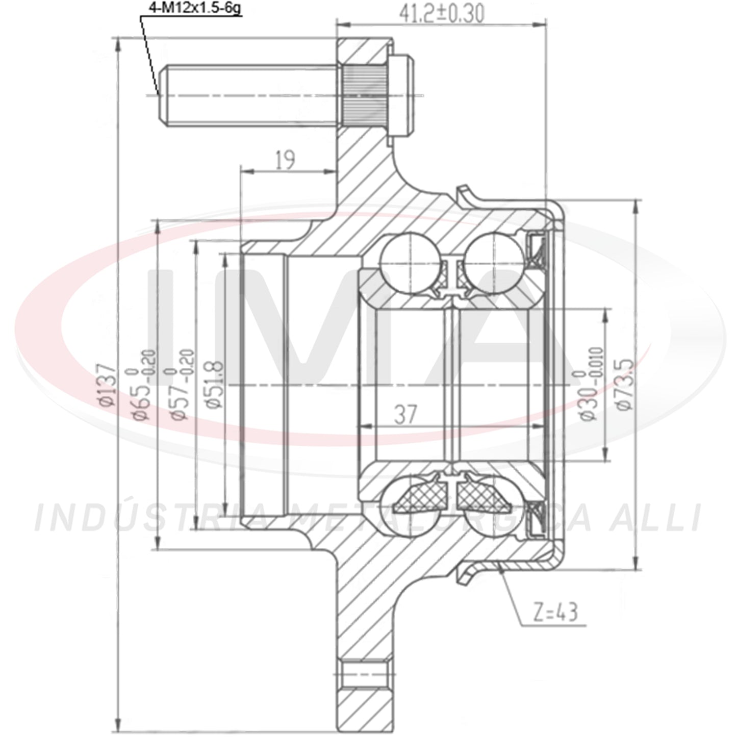 Cubo de Roda Traseiro com Rolamento (forjado)