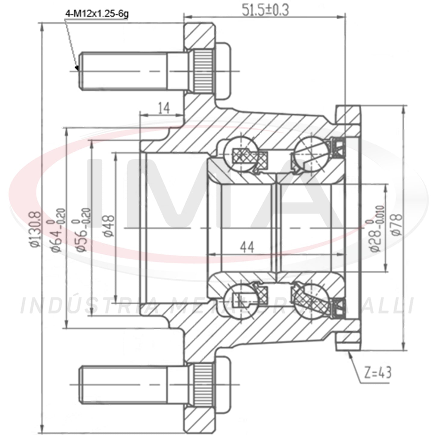 Cubo de Roda Traseiro (forjado) c/ Rolamento