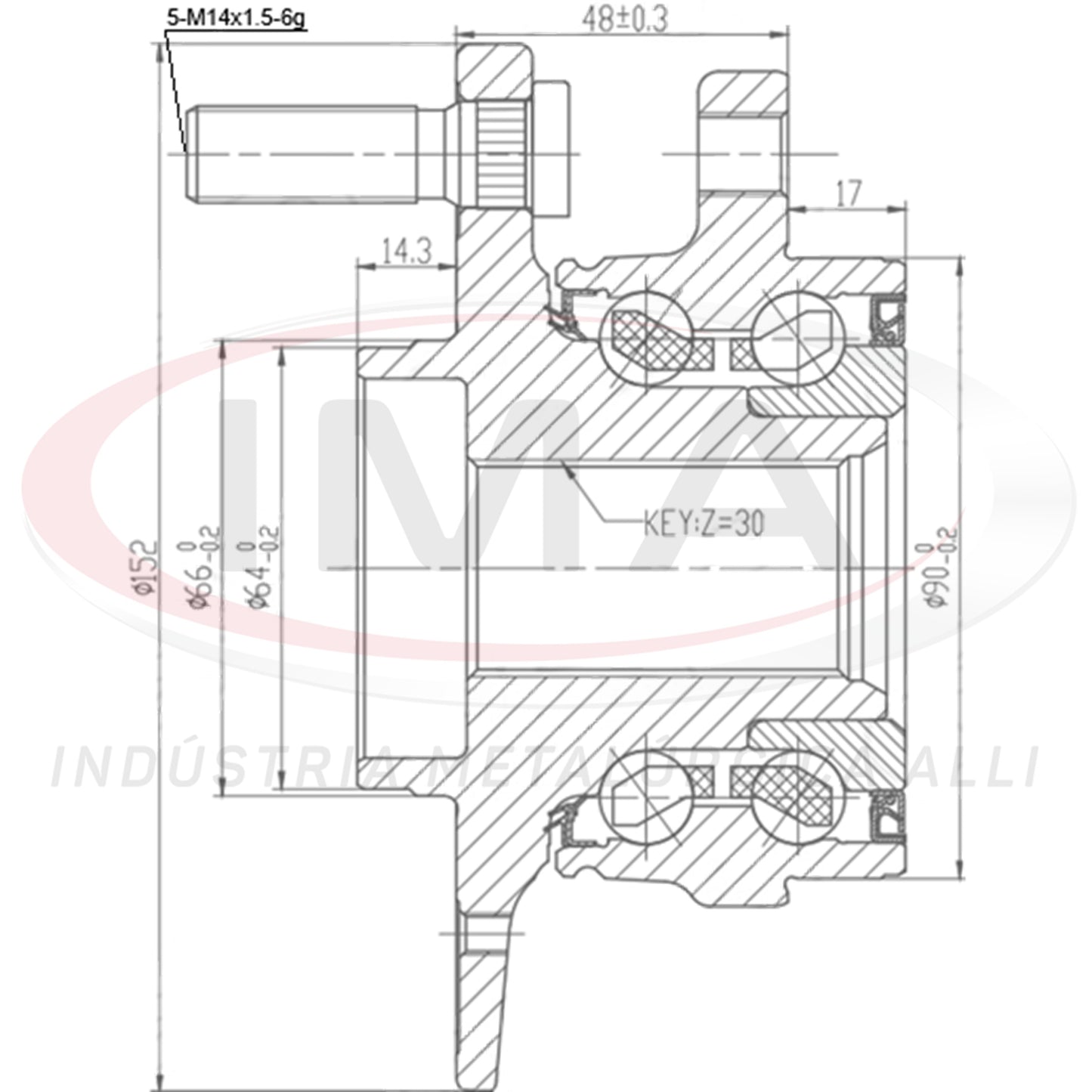 Front Wheel Hub with Bearing (forged)