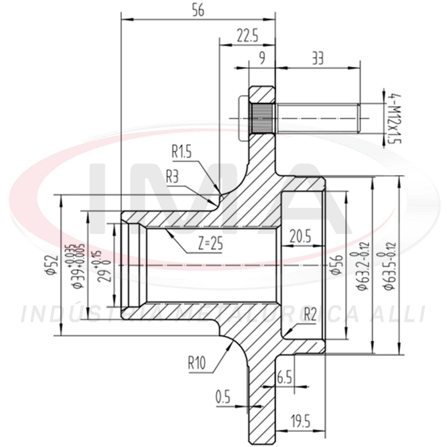 Buje de rueda delantera (forjado)