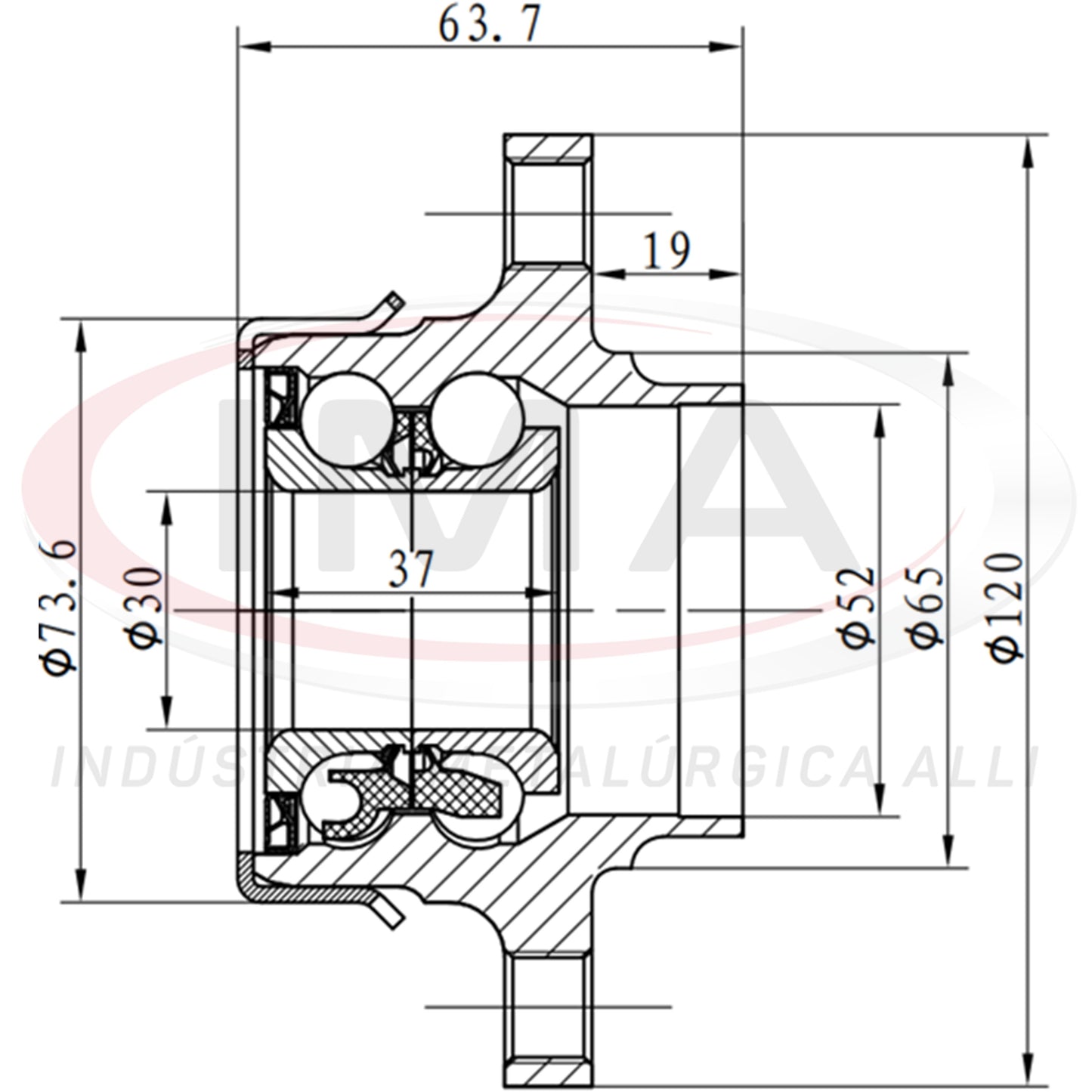 Cubo de Roda Traseiro com Rolamento (forjado)