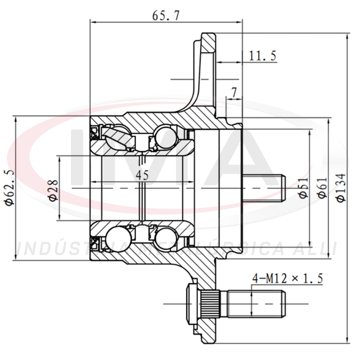 Rear Wheel Hub with Bearing (forged)