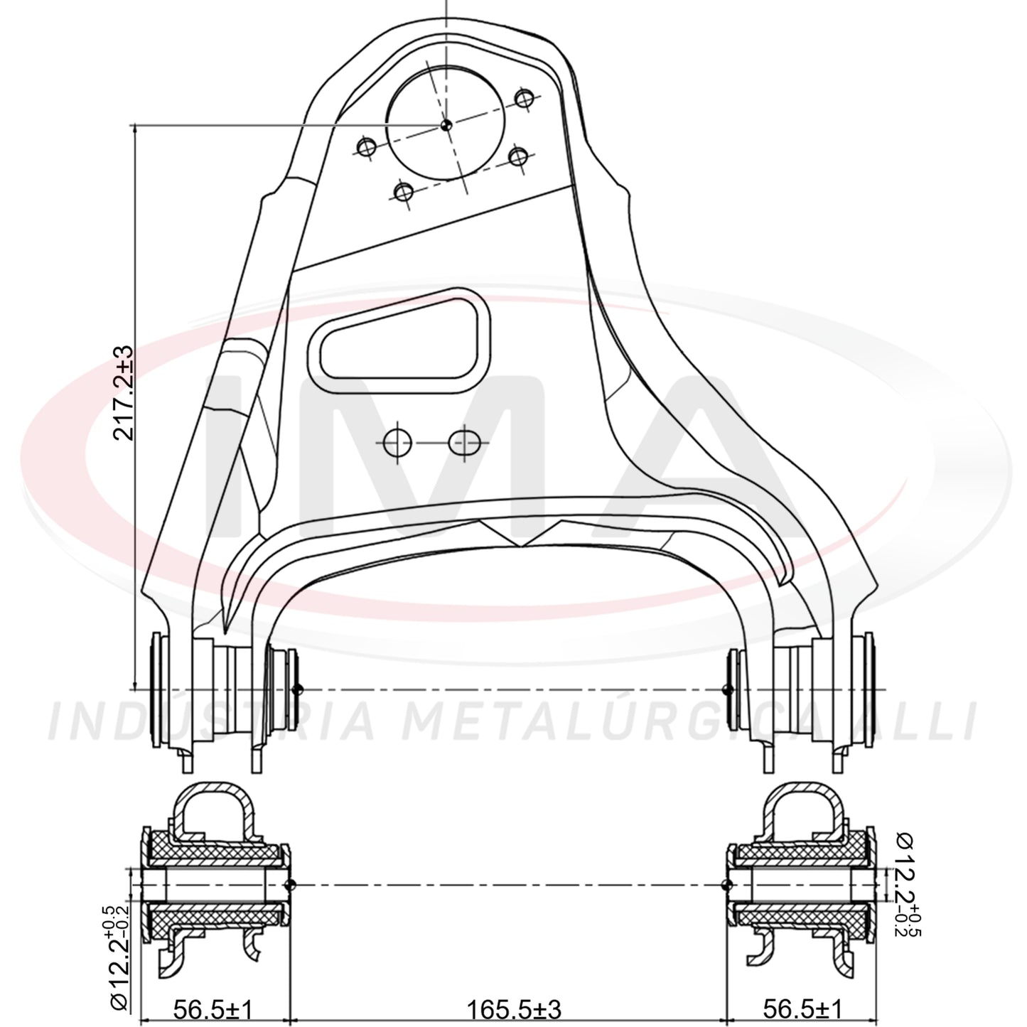 Brazo de suspensión superior delantero - Lado derecho - Con buje/soporte/Sin rótula