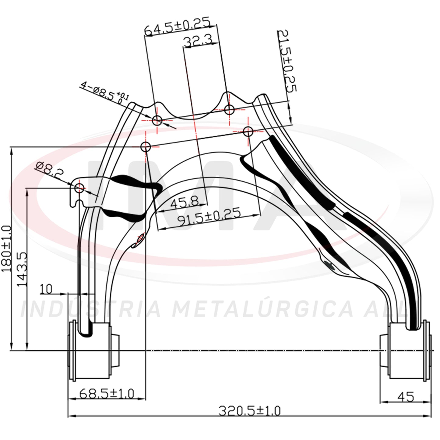 Brazo de suspensión superior delantero - Lado derecho - Con bujes / Sin rótula
