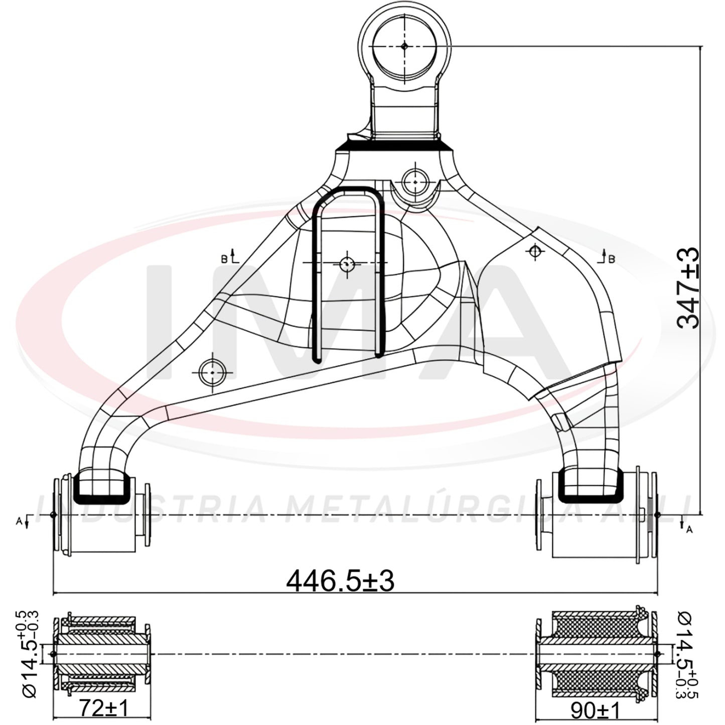 Brazo de suspensión inferior delantero - Lado derecho - Con bujes / Sin rótula