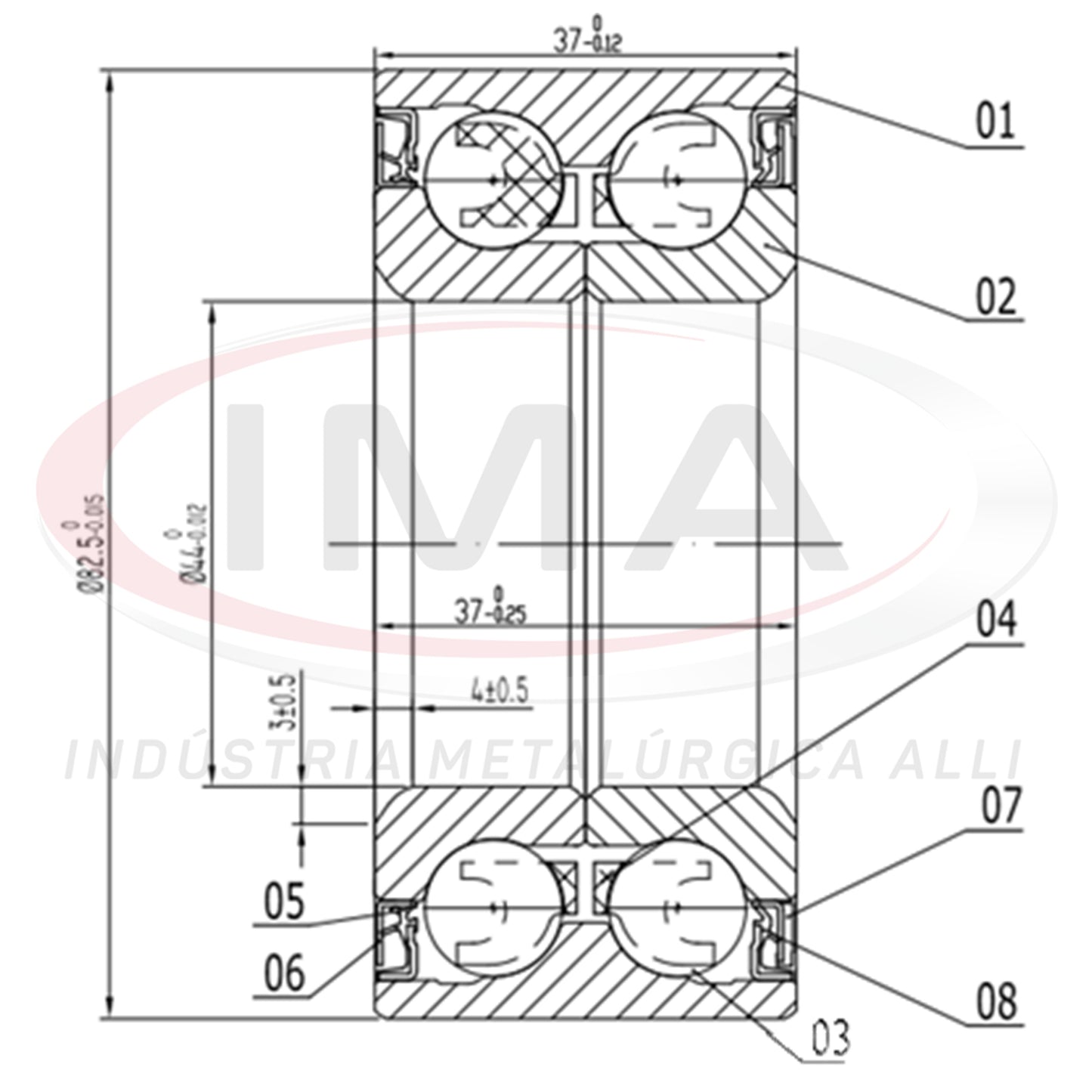 Front and Rear Wheel Bearing with Dual ABS