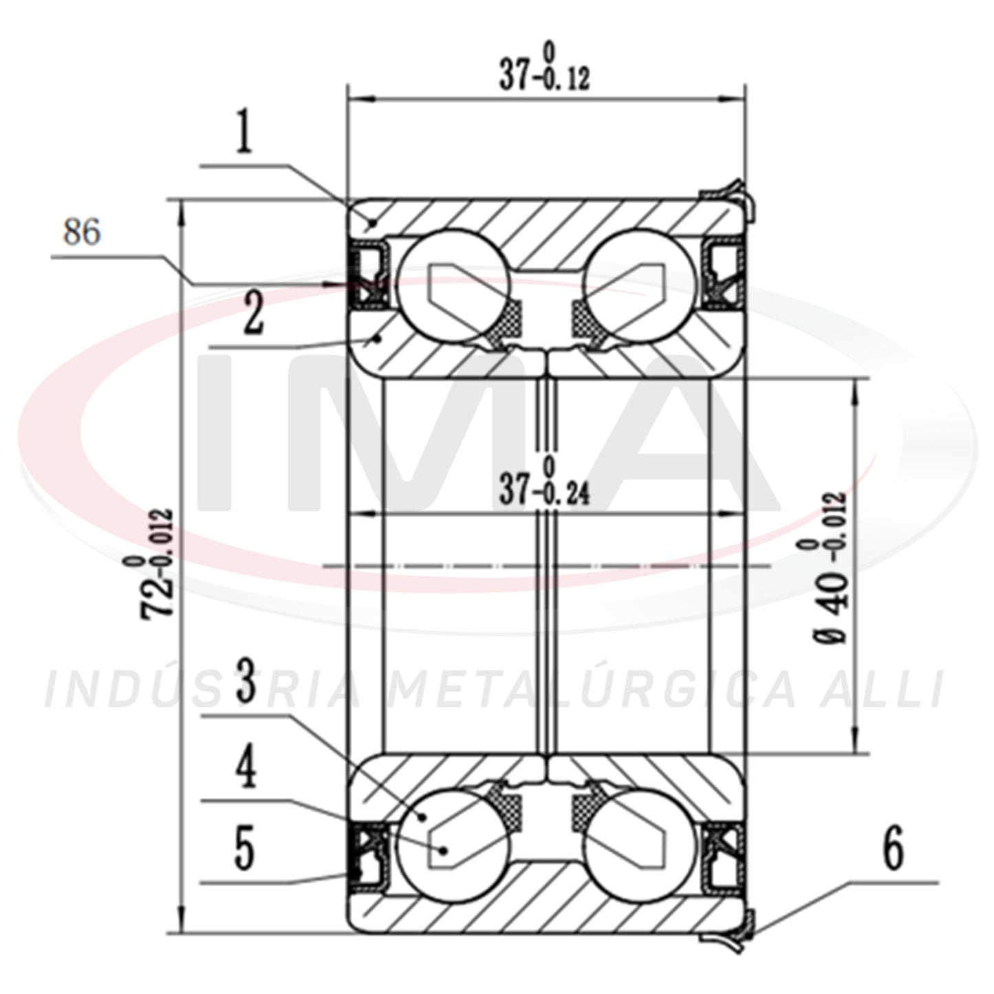Double Front Wheel Bearing with ABS