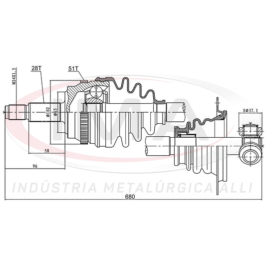 Complete Half Shaft - Left Side