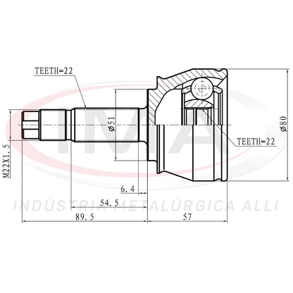 Constant velocity joint - internal spline channel in the middle