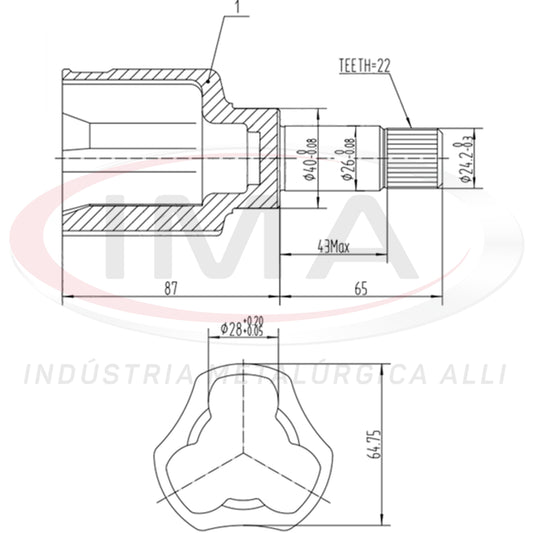 Garfo da Tulipa - Lado Esquerdo (Trizeta AL- 994)