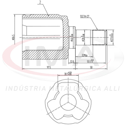 Tulip Fork - Right Side with Tripod Joint - (Unified AL-1243)