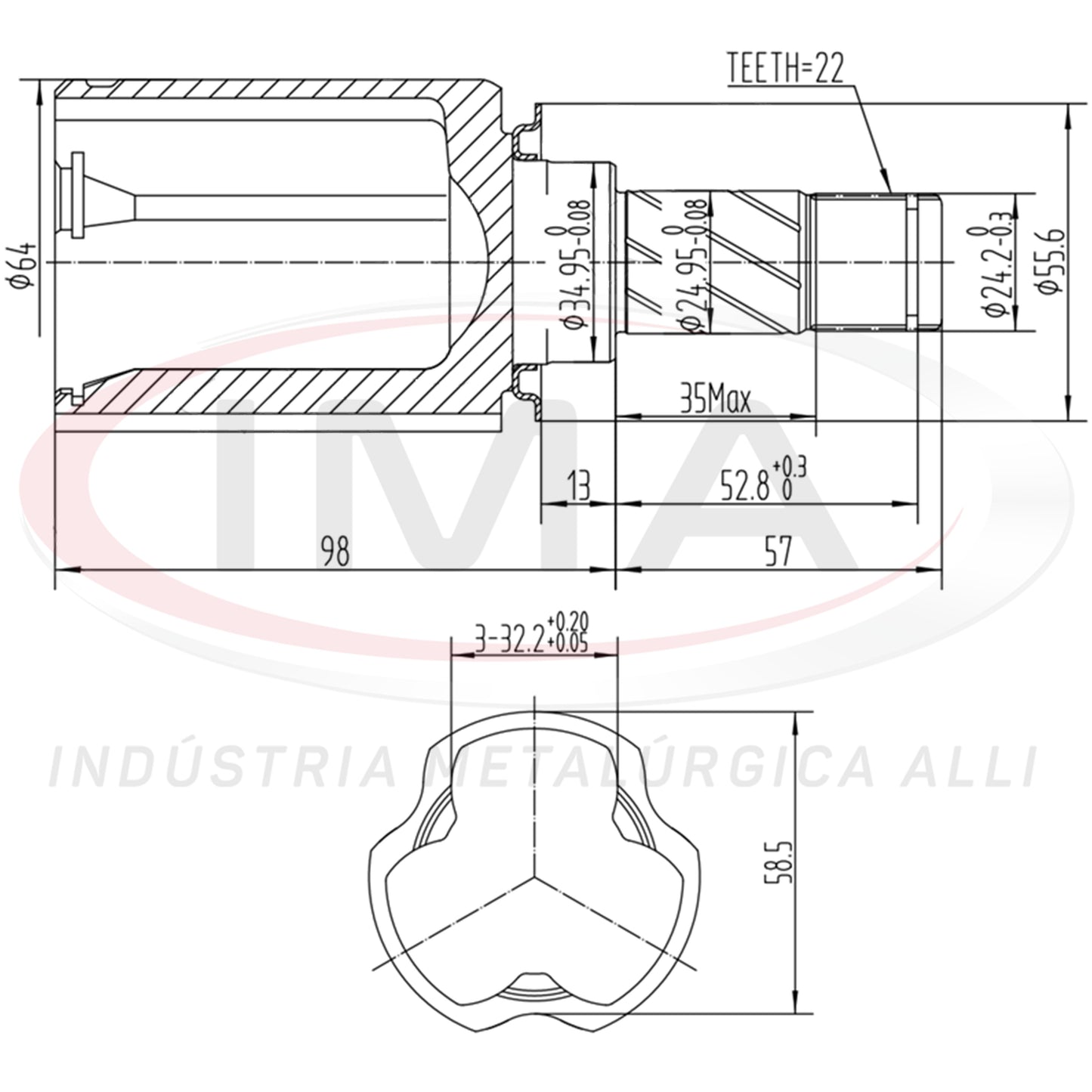 Garfo da Tulipa - Lado Direito e Esquerdo com Trizeta