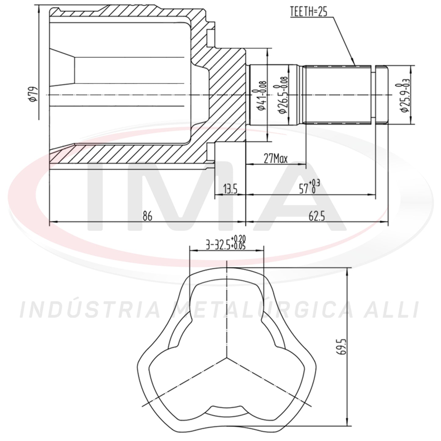 Tulip Fork - Right and Left Side (AL-877 Tripod Joint)