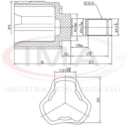 Tulip Fork - Right and Left Side (AL-877 Tripod Joint)