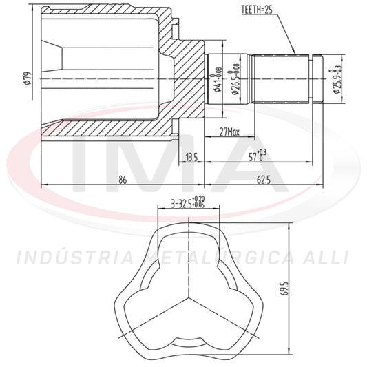 Tulip Fork - Right and Left Side (AL-877 Tripod Joint)