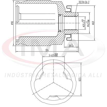 Tulip Fork - Right Side (AL-594 Tripod Joint)