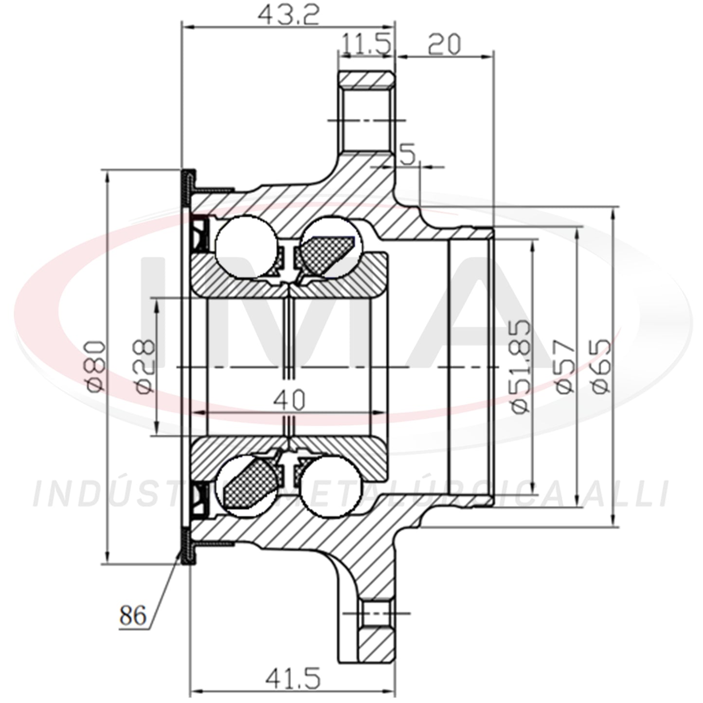Rear Wheel Hub with Bearing (forged)