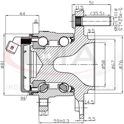 Rear Wheel Hub with Bearing (forged)