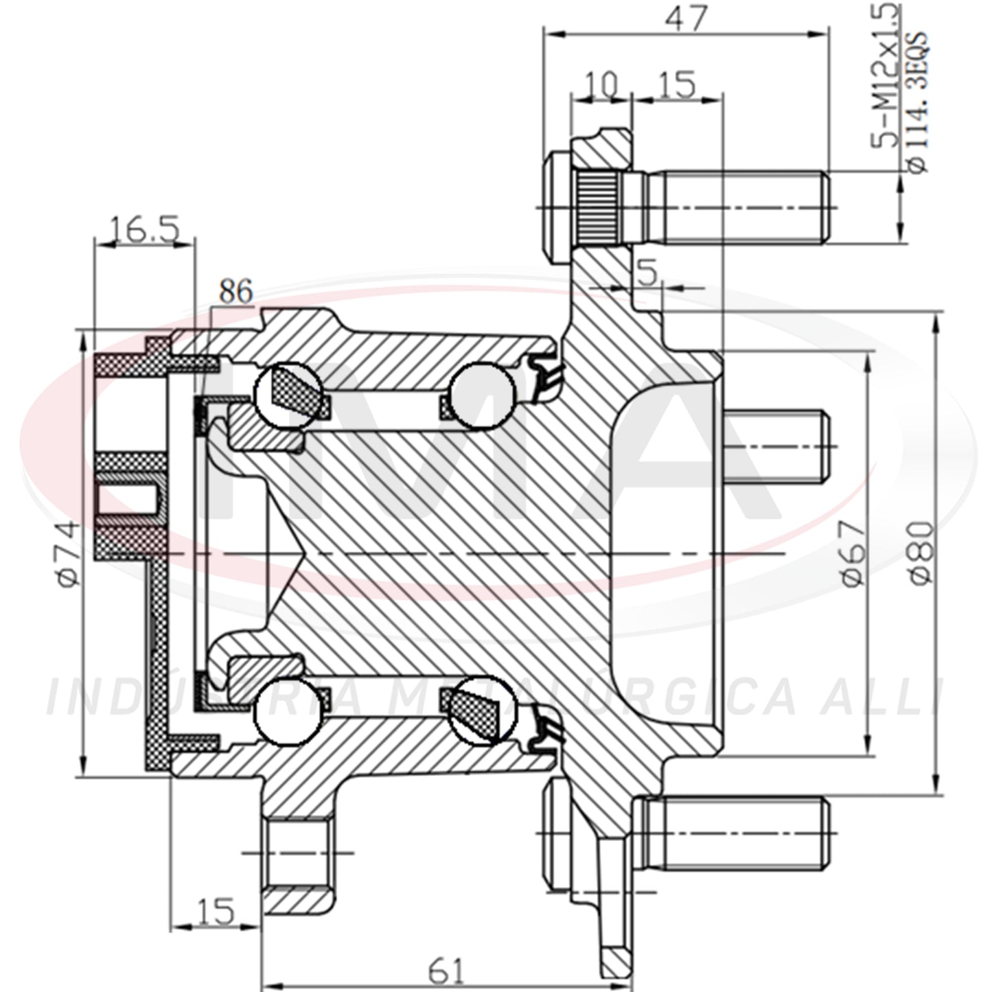 Rear Wheel Hub with Bearing (forged)