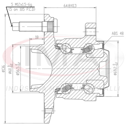 Rear Wheel Hub with Bearing (forged) (United with AL-4086)