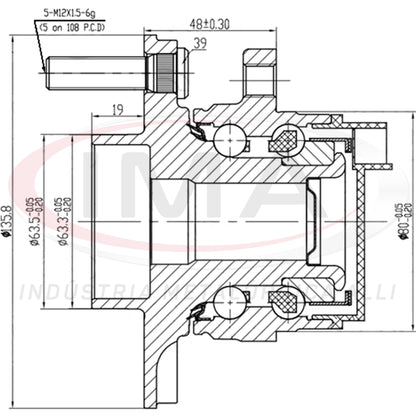 Rear Wheel Hub with Bearing (forged)