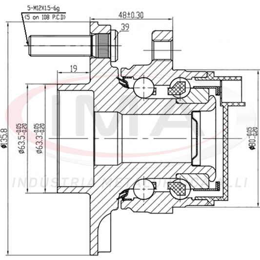 Rear Wheel Hub with Bearing (forged)