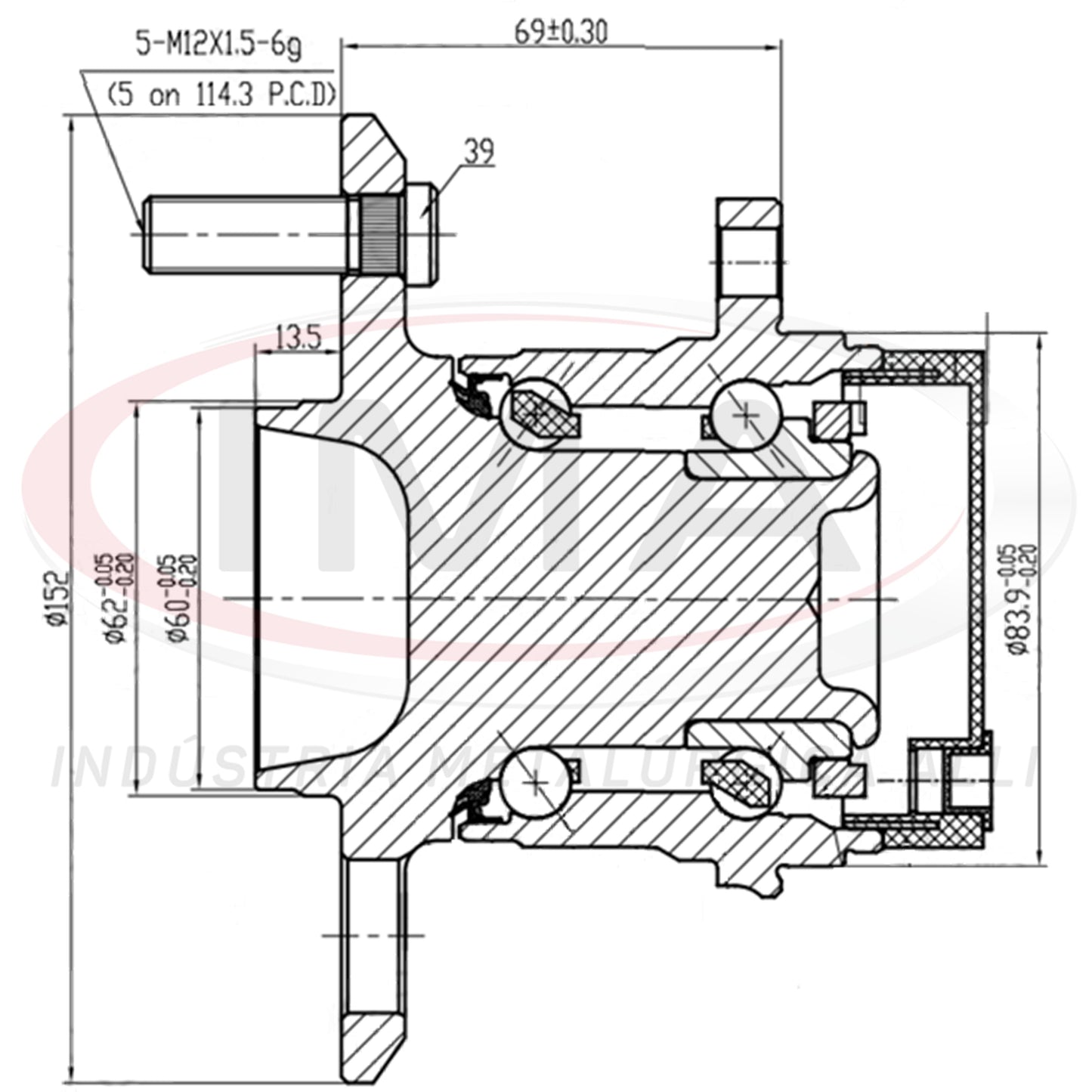 Rear Wheel Hub with Bearing (forged)