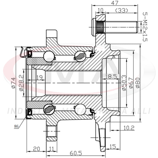 Rear Wheel Hub with Bearing (forged)