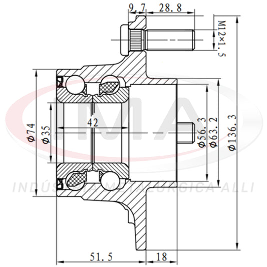 Rear Wheel Hub with Bearing (forged)