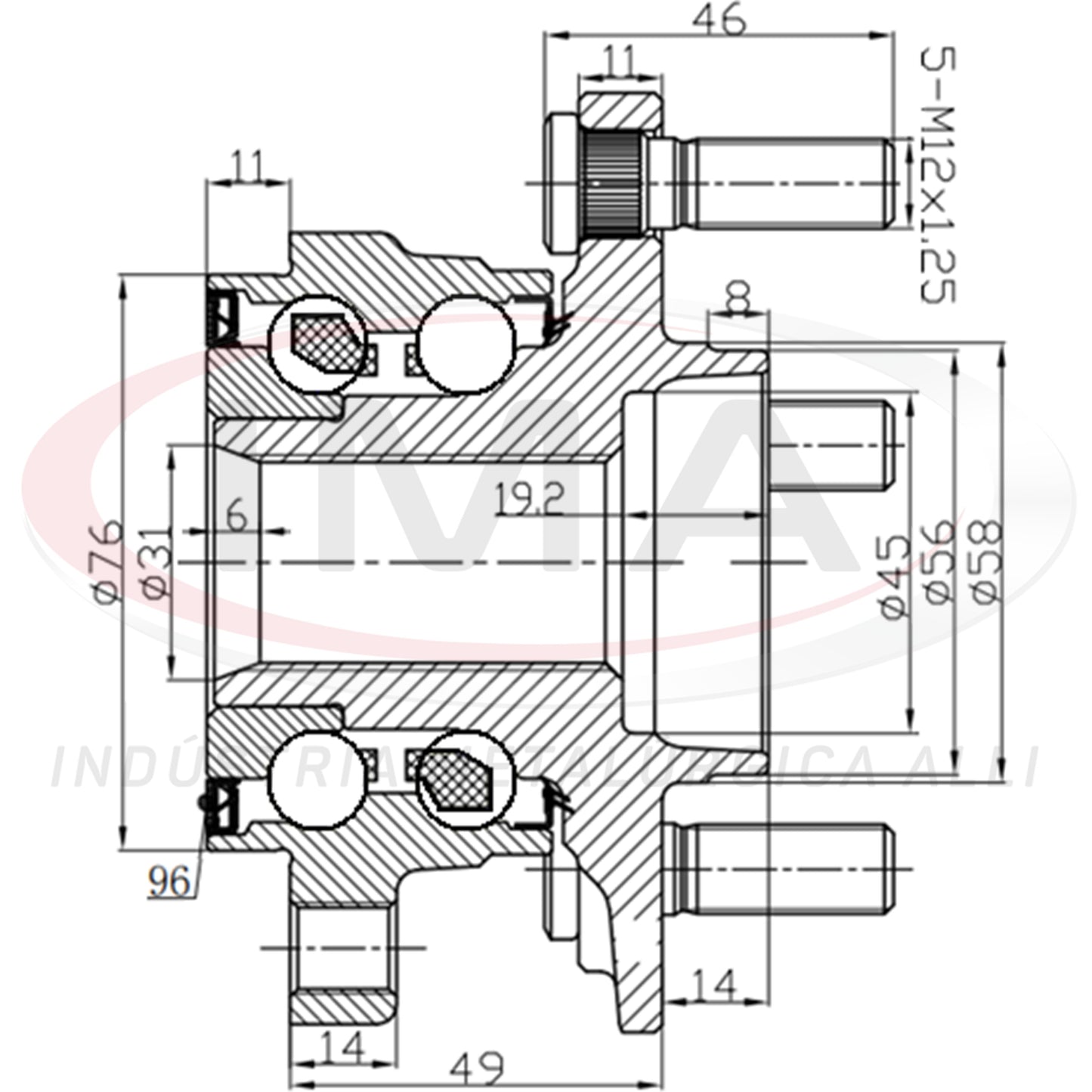 Front Wheel Hub with Bearing (forged)