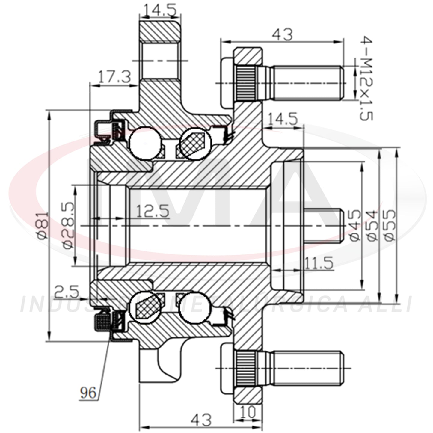 Front Wheel Hub with Bearing (forged)