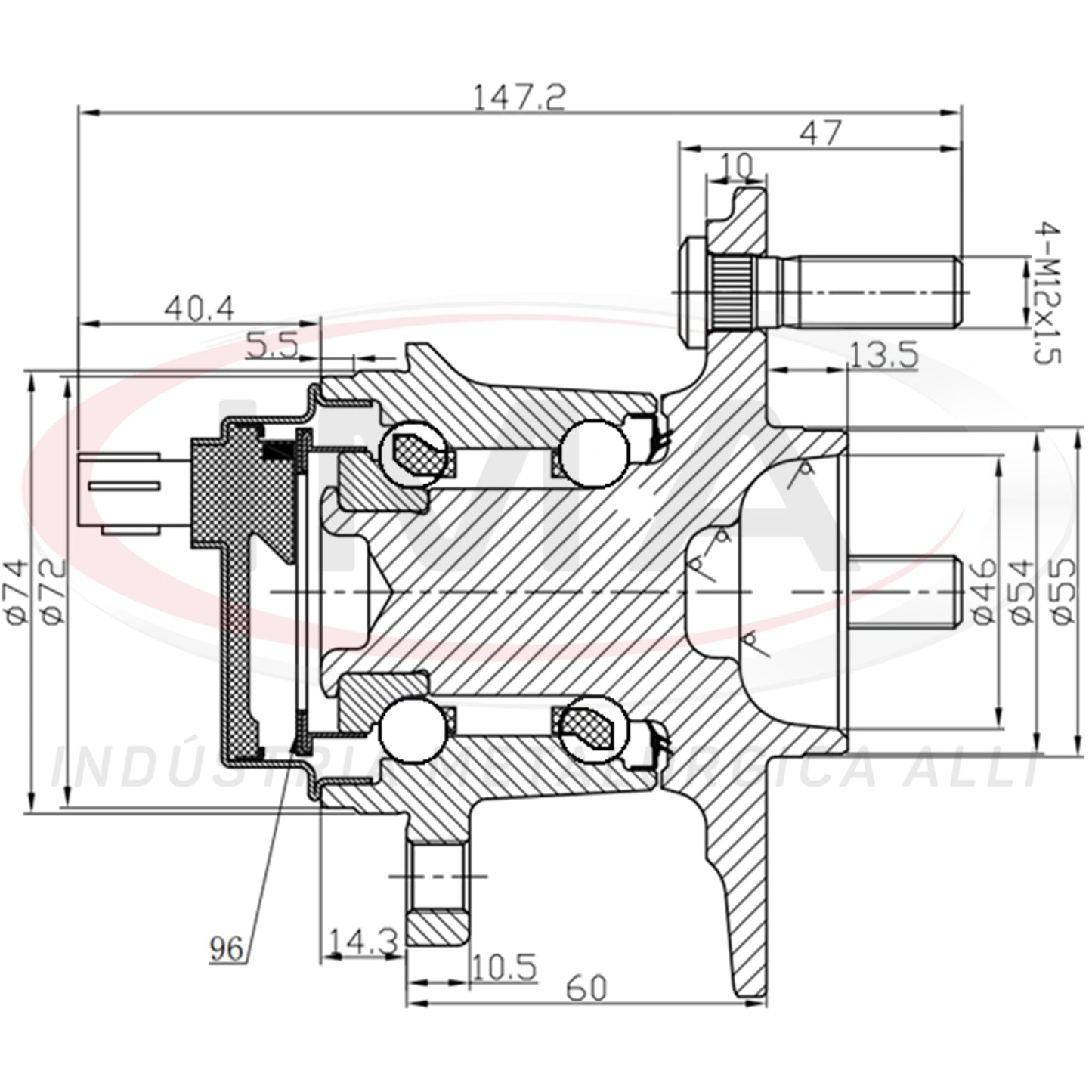 Rear Wheel Hub with Bearing (forged)