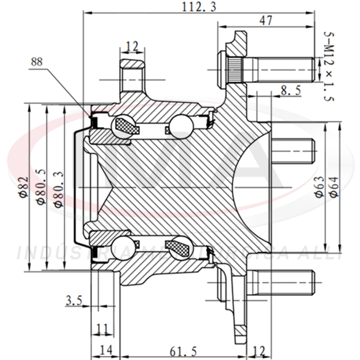 Rear Wheel Hub with Bearing (forged)