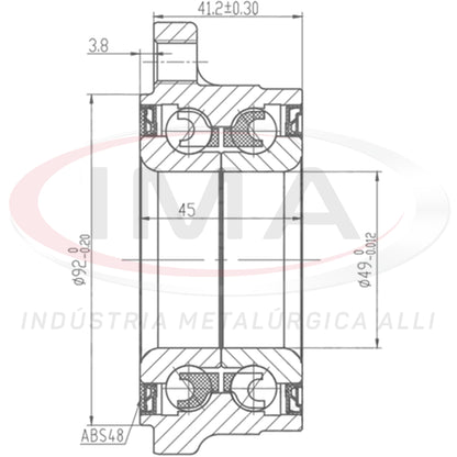 Rear bearing with roller bearing (forged)