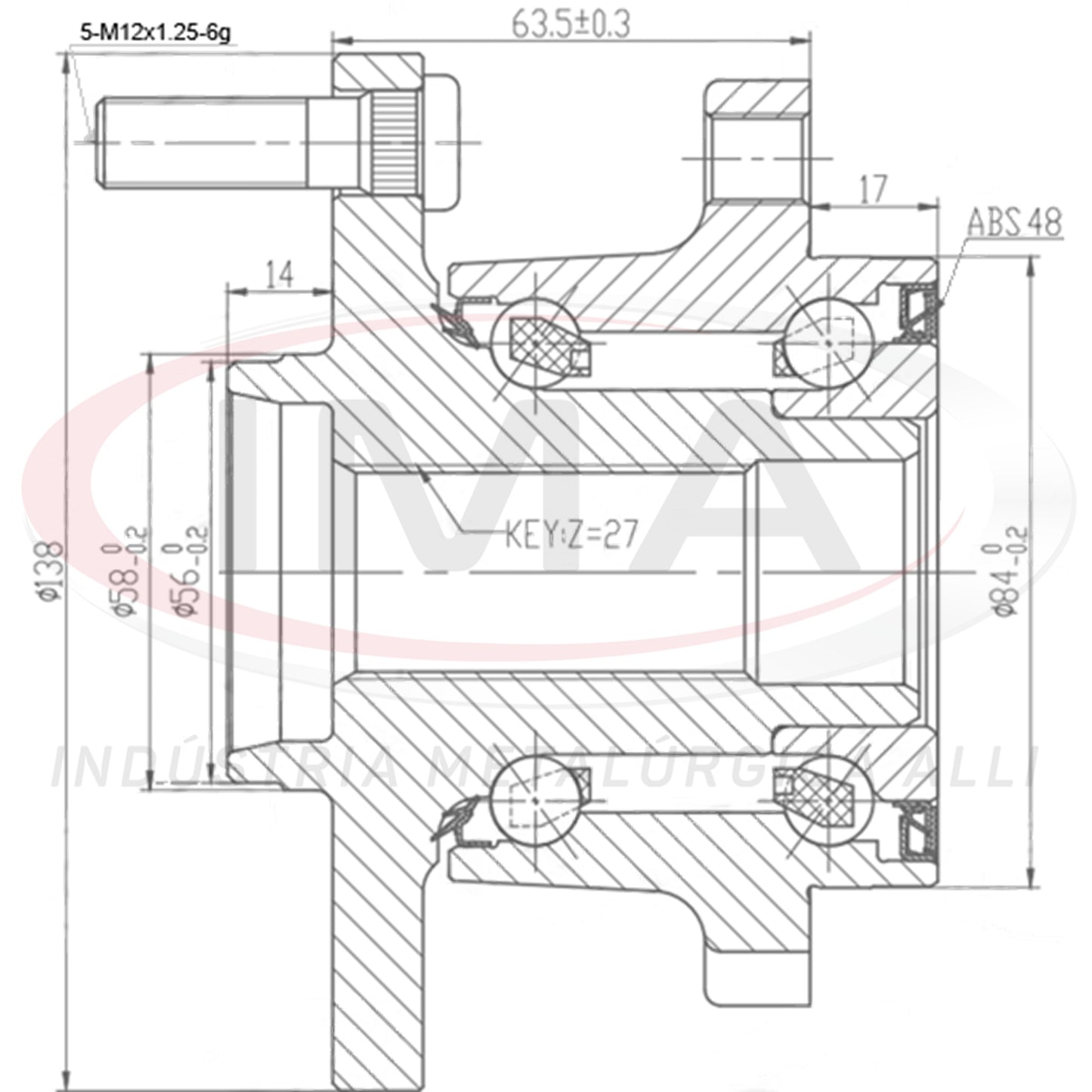 Rear Wheel Hub with Bearing (forged)