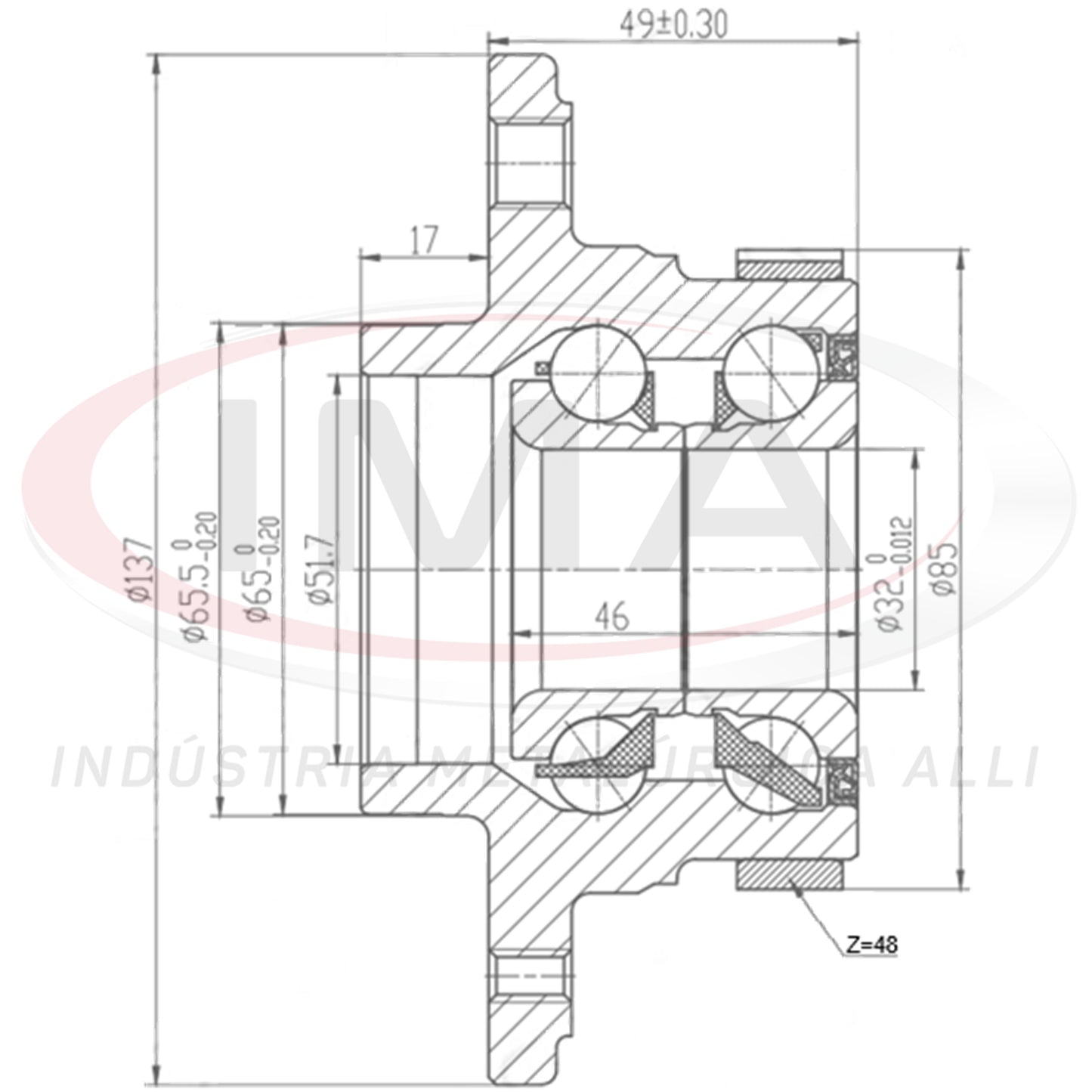 Rear Wheel Hub (forged) with Bearing