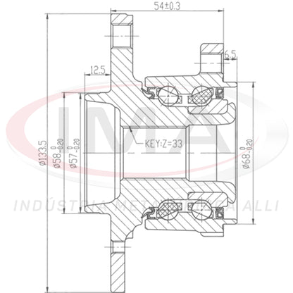 Rear Wheel Hub (forged) with Bearing