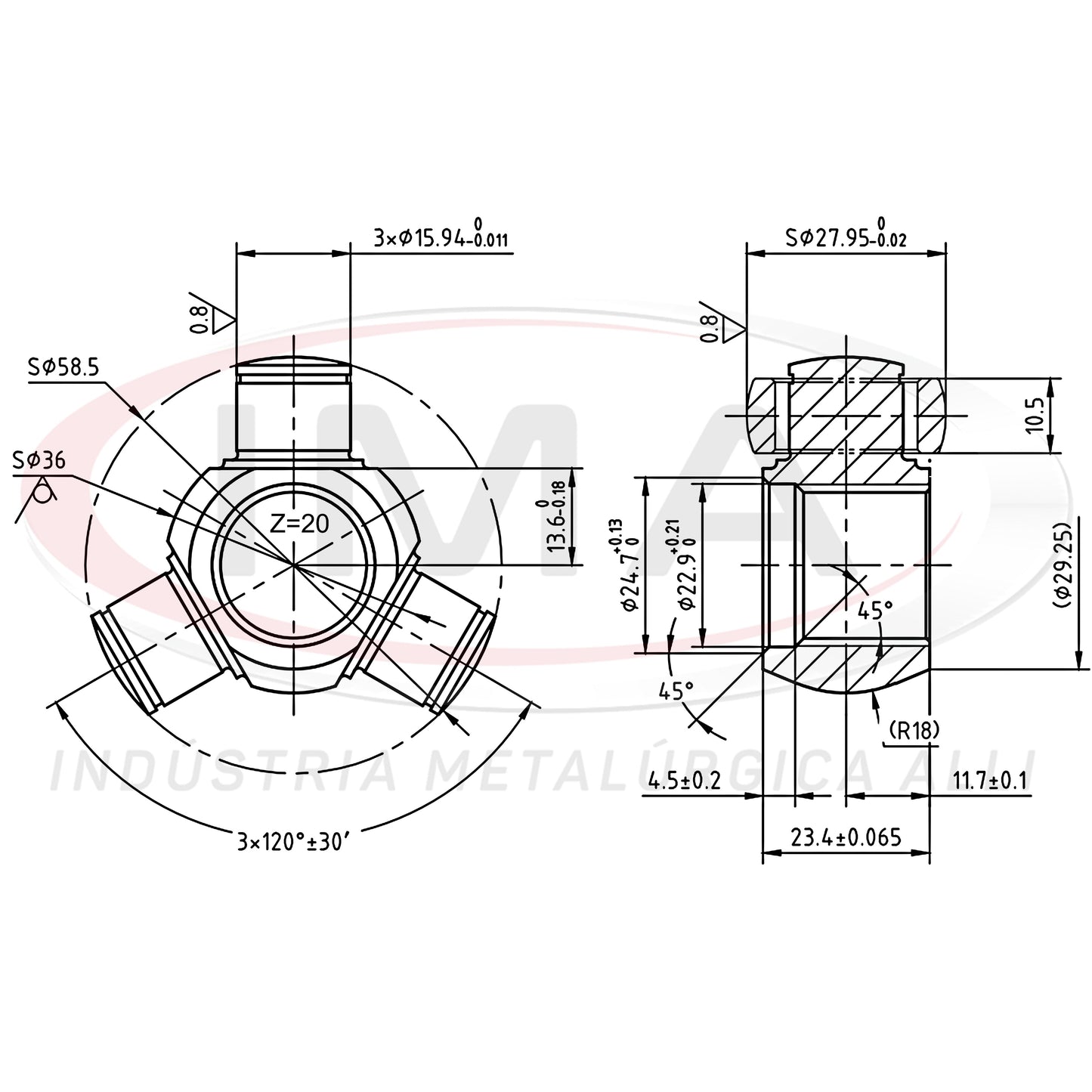 Tripod Joint (Trizeta) - with recess