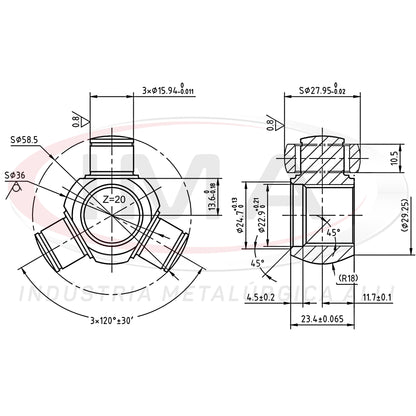 Tripod Joint (Trizeta) - with recess