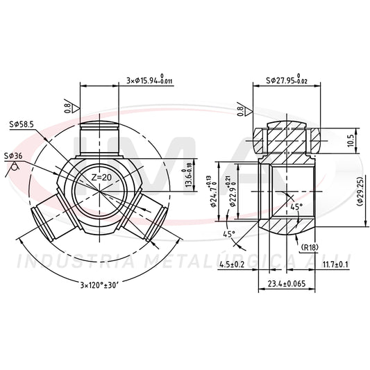 Tripod Joint (Trizeta) - with recess