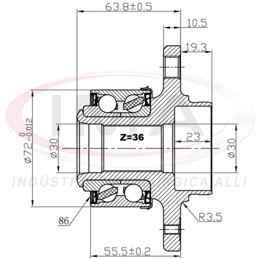 Front Wheel Hub with Bearing (forged)
