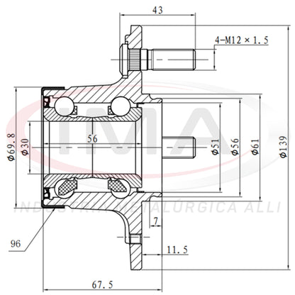 Rear Wheel Hub with Bearing (forged) - for disc brake