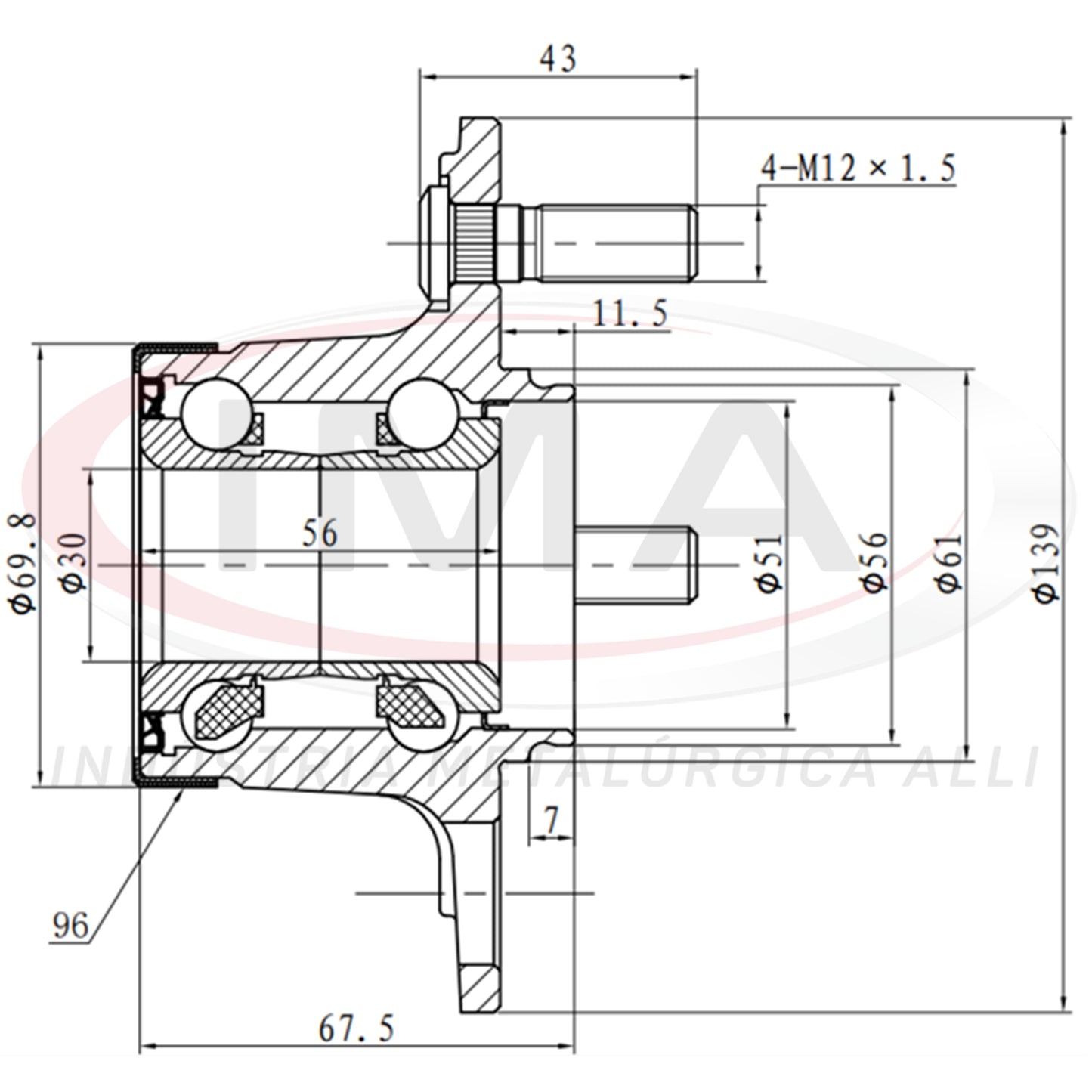Rear Wheel Hub with Bearing (forged)