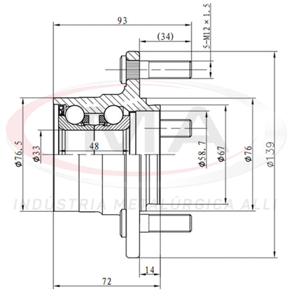 Rear Wheel Hub with Bearing (forged)