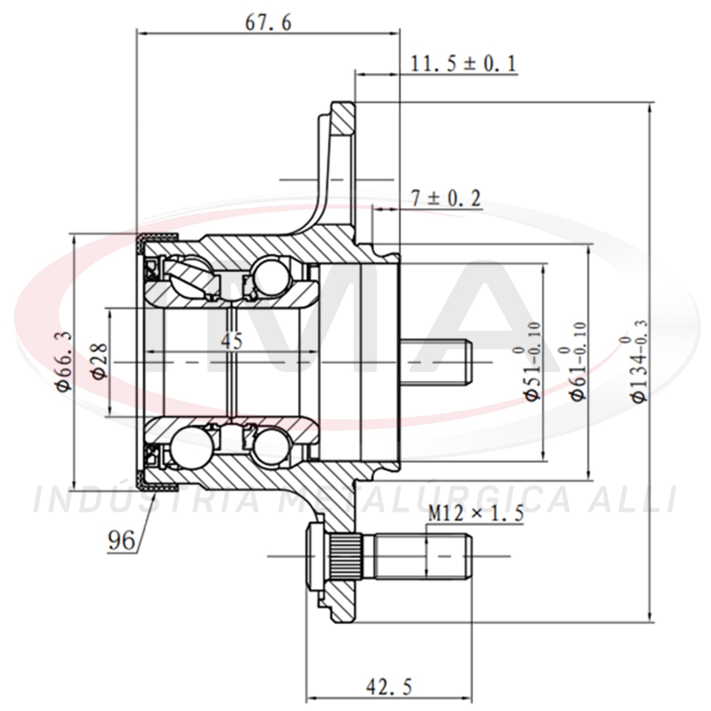 Rear Wheel Hub with Bearing (forged)