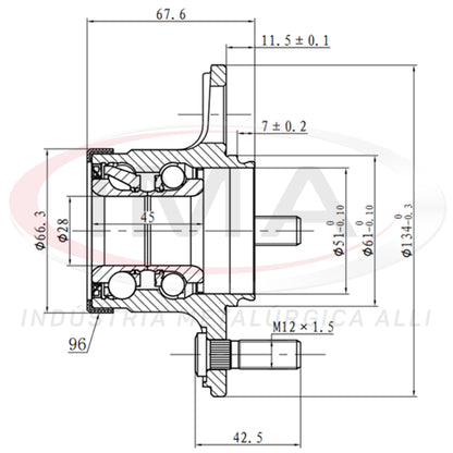 Rear Wheel Hub with Bearing (forged)